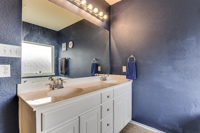 bathroom featuring vanity and tile patterned flooring