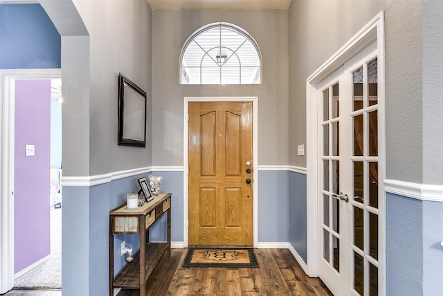 foyer entrance featuring dark hardwood / wood-style flooring