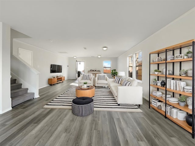 living room featuring hardwood / wood-style flooring