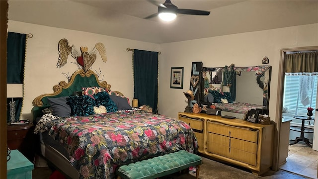 bedroom featuring ceiling fan