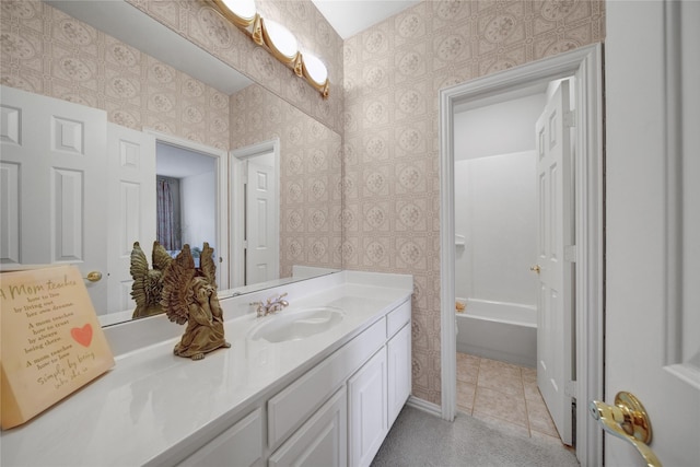 bathroom featuring vanity and tile patterned flooring