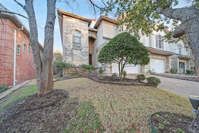 view of front of house with a garage