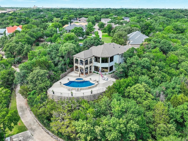 drone / aerial view with a forest view