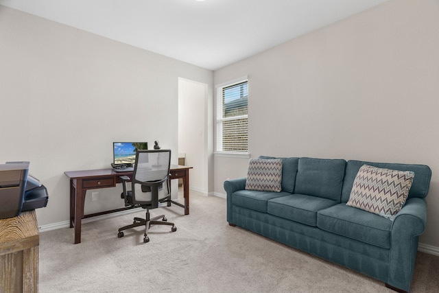 view of carpeted office space