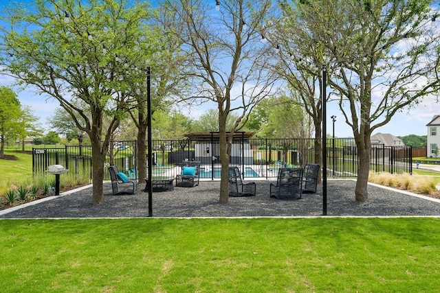 view of jungle gym with a yard