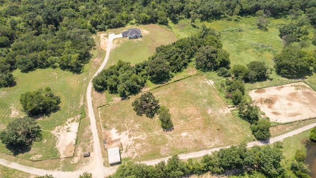 birds eye view of property featuring a rural view