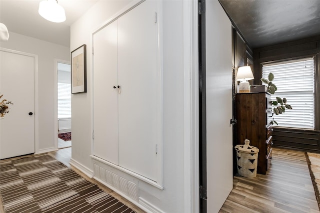 hall featuring hardwood / wood-style flooring