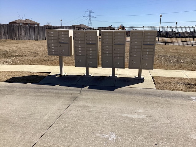 view of community with fence and mail area