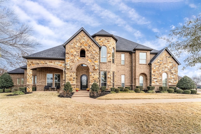 view of front of property with a front yard