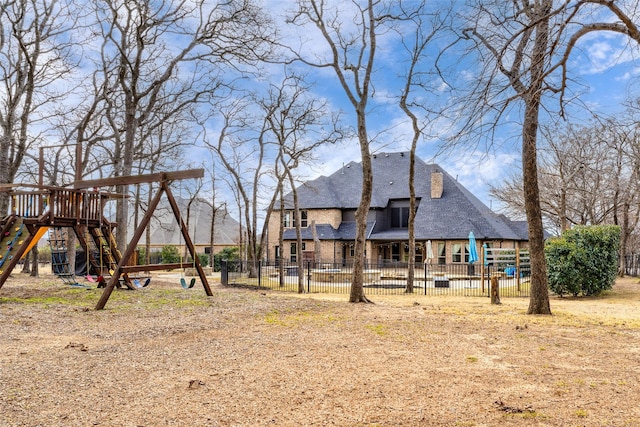 view of yard with a playground