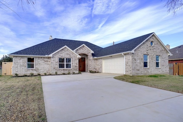 view of front of home featuring a garage and a front yard