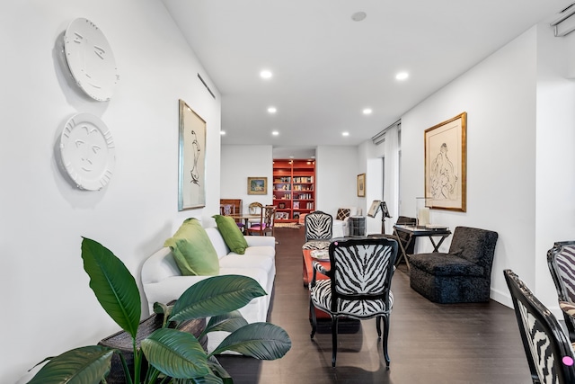 living room featuring dark hardwood / wood-style flooring