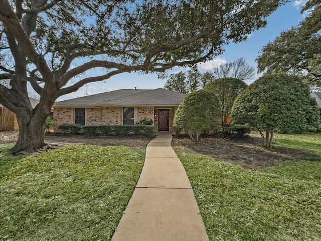 ranch-style house featuring a front lawn