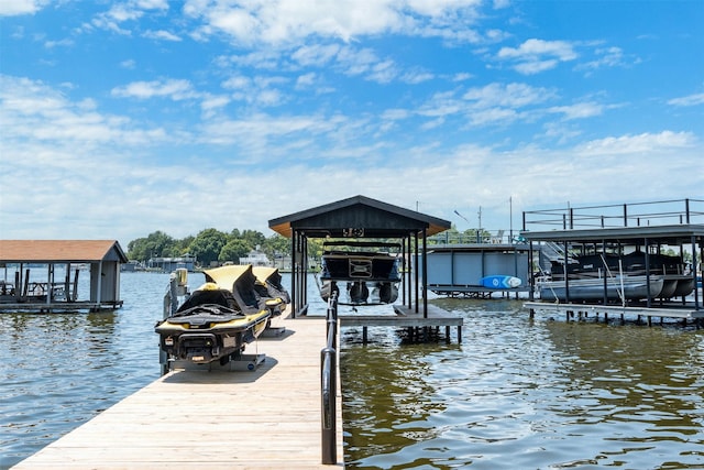 dock area with a water view