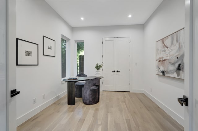 entrance foyer with light wood-type flooring