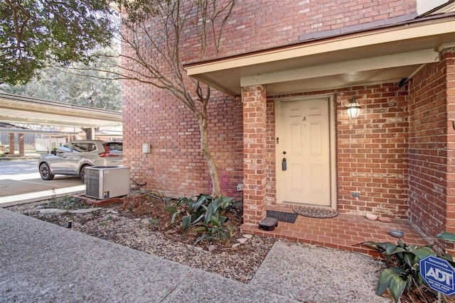 property entrance with central air condition unit