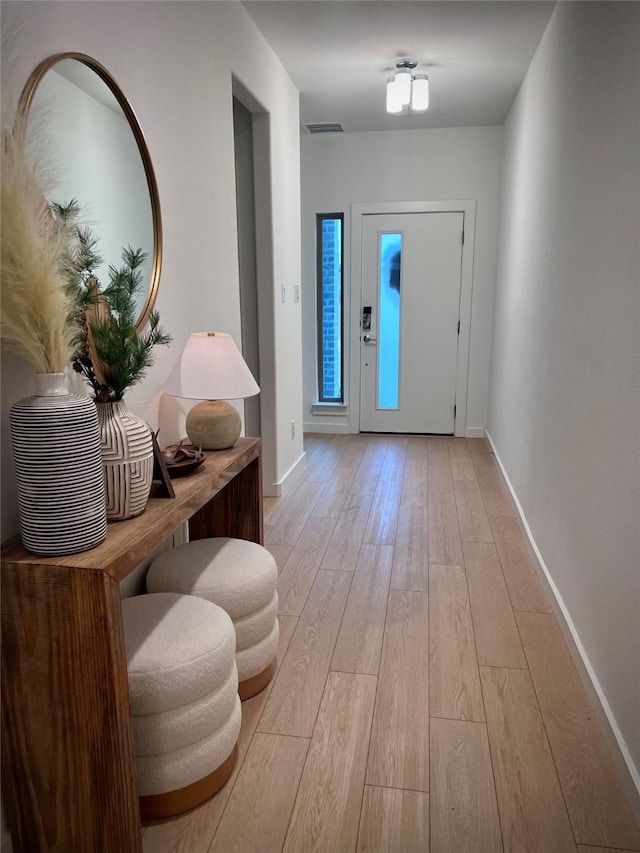 entrance foyer with light wood-type flooring