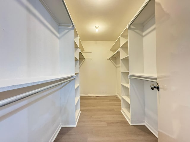 walk in closet featuring light wood-type flooring