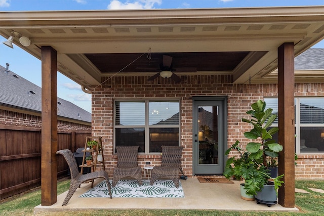 view of patio / terrace with ceiling fan