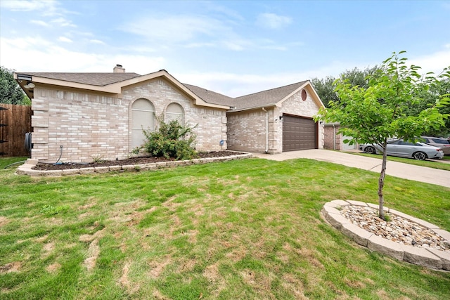8104 Jolie Dr, Fort Worth, TX 76137 - single story home with a garage, driveway, brick siding, a chimney, and roof with shingles