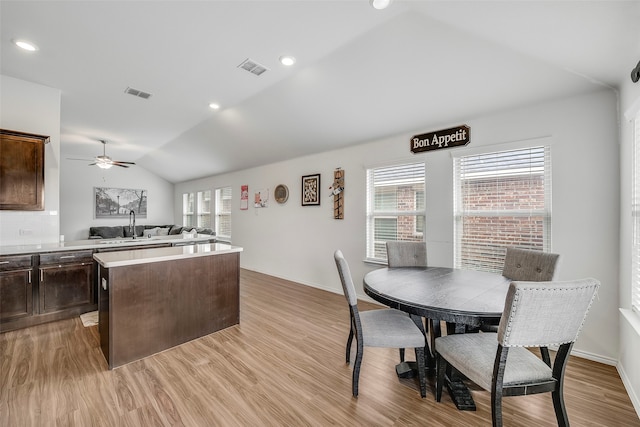 kitchen featuring sink, dark brown cabinets, light hardwood / wood-style floors, and stainless steel appliances