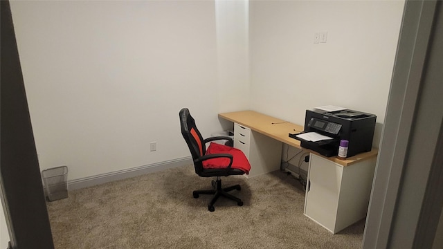 view of carpeted home office