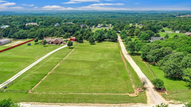 bird's eye view featuring a rural view