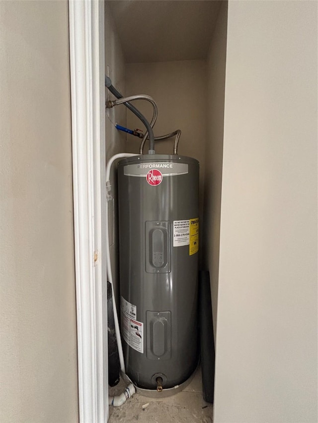 utility room with electric water heater