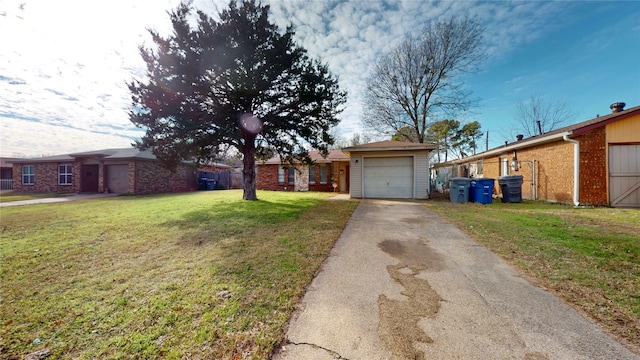 ranch-style home with a front lawn