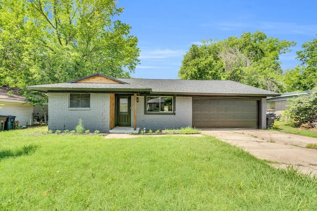 3482 Bandera Rd, Fort Worth, TX 76116 - ranch-style house with brick siding, an attached garage, concrete driveway, and a front yard