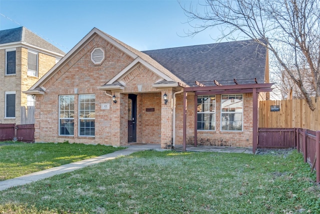 view of front of home with a front yard