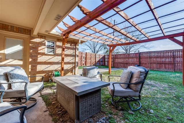 view of patio featuring a pergola