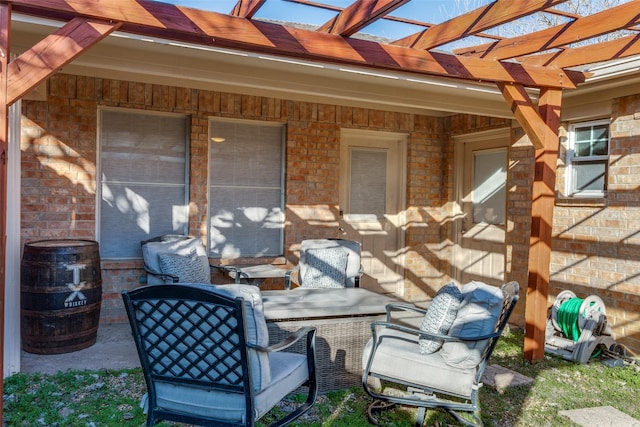 view of patio / terrace featuring a pergola