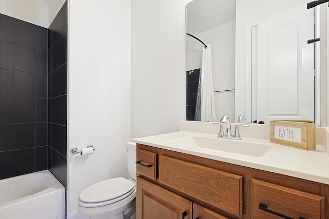 2613 Somerset Ln, Celina, TX 75009 - bathroom with vanity, toilet, and shower / bathtub combination with curtain