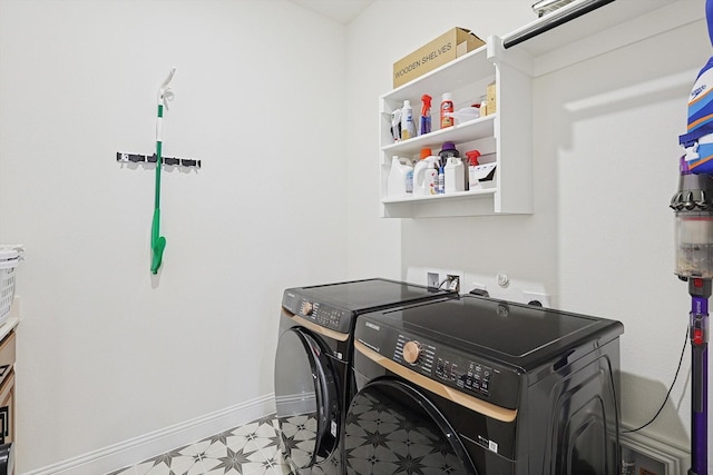 2613 Somerset Ln, Celina, TX 75009 - washroom featuring separate washer and dryer, tile patterned floors, and baseboards