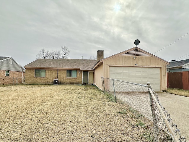 single story home with a garage