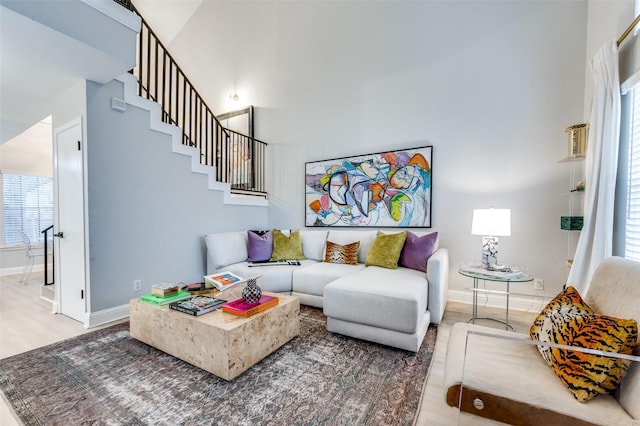 living room with wood-type flooring