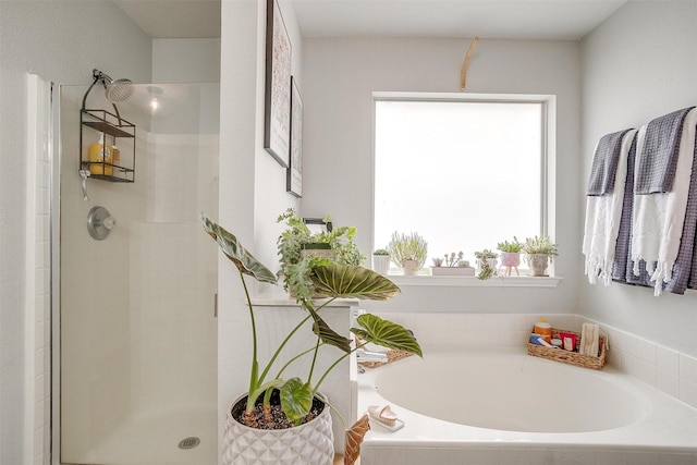 bathroom with plenty of natural light and shower with separate bathtub