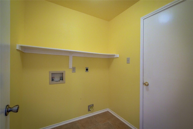 washroom with tile patterned floors, hookup for a washing machine, and electric dryer hookup