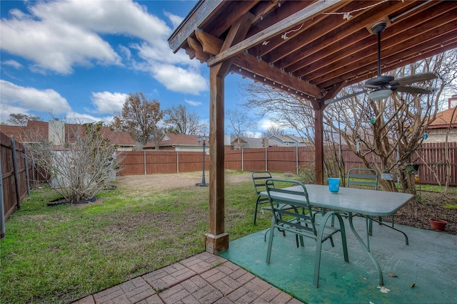 view of patio / terrace featuring ceiling fan