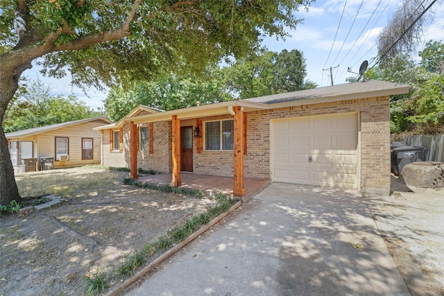 single story home with a garage