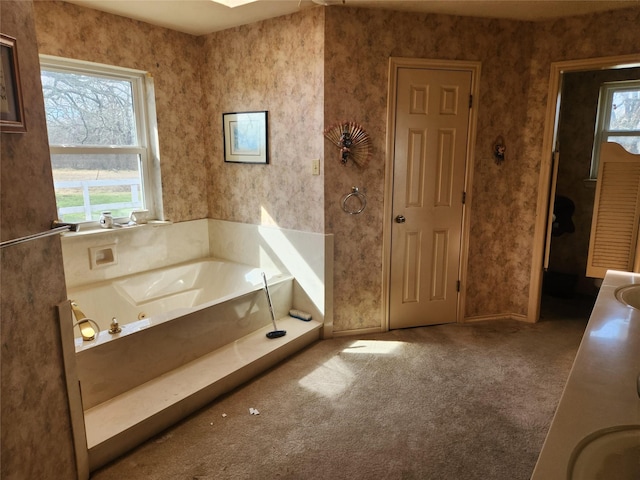 bathroom featuring vanity and a bathtub