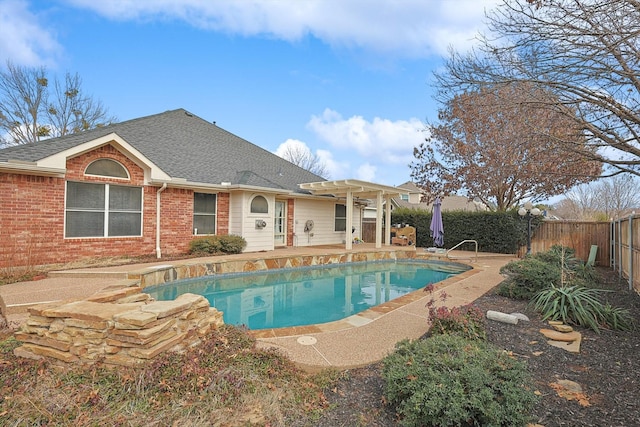 view of pool featuring a pergola and a patio