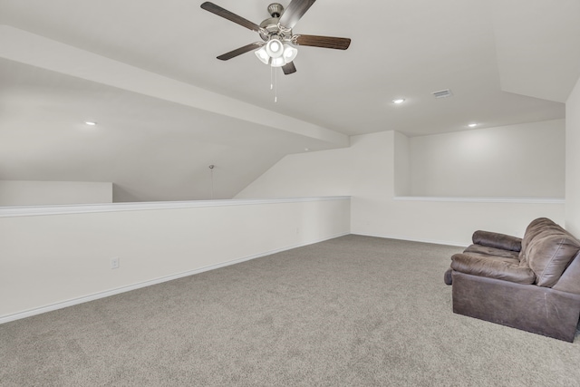 bonus room featuring carpet floors and ceiling fan