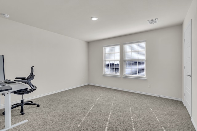 office area featuring carpet floors