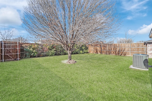 view of yard featuring central AC