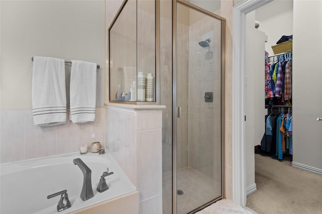 bathroom with plus walk in shower