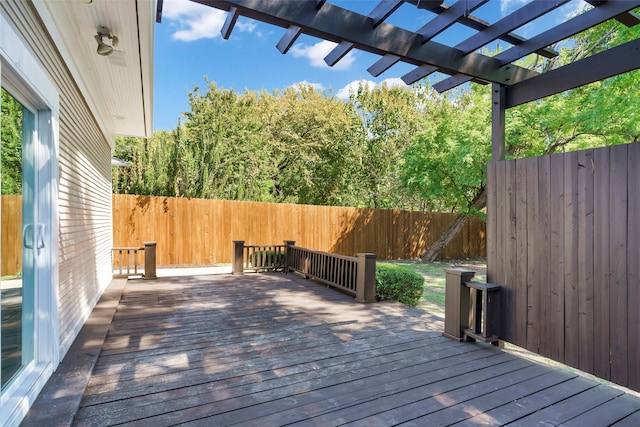 wooden terrace featuring a pergola