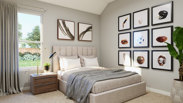 5041 Wellborn Rd, Fort Worth, TX 76036 - bedroom with light carpet, vaulted ceiling, and baseboards
