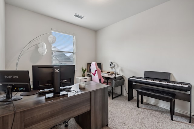 view of carpeted office space